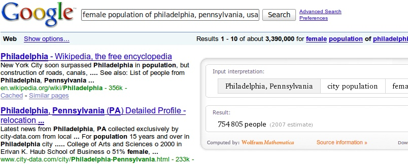 Illustration zum Artikel Wolfram Alpha Google fügt computergestützte Antworten zu den Google-Ergebnissen hinzu